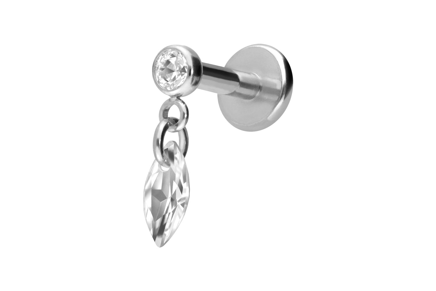 Titan Labret Piercing mit Innengewinde KRISTALLOVAL